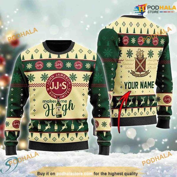 Personalized Jameson Makes Me High Xmas 3D Family Ugly Christmas Sweater