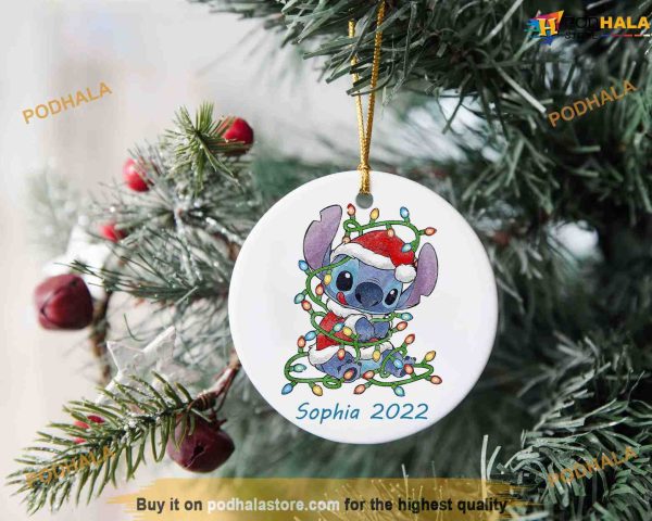 Personalized Lilo and Stitch Christmas Ornaments, Disney Stitch Christmas