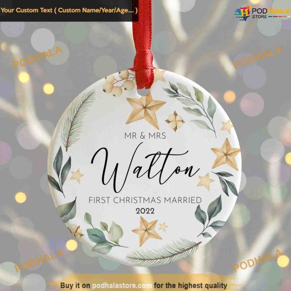 Personalized Married Couple’s First Christmas Ornament Bauble, Great Gift For Christmas Ornament