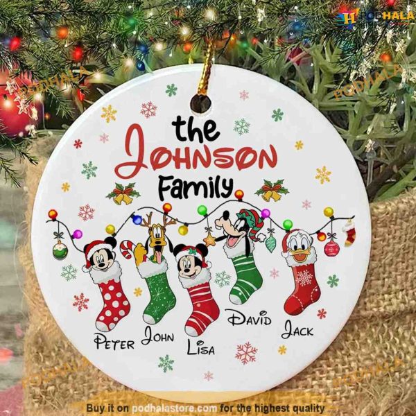 Personalized Mickey & Friends Stocking Ornament, Disney Christmas Tree Ornaments