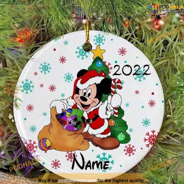 Personalized Mickey Mouse Santa Ceramic, Disney Christmas Tree Decor