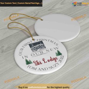 Personalized Mountain Cabin's First Christmas Ornament, Tree Decor Ornament