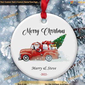 Personalized Name Year Santa's Tree Ornament, Friends Christmas Ornaments