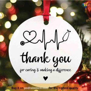 Personalized Nurse Thank You Stethoscope Ornament, Custom Family Ornaments