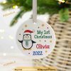 Personalized Penguin Bauble, Baby's First Christmas Decoration