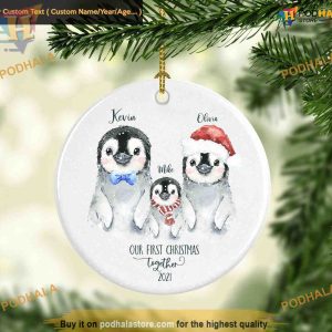 Personalized Penguin Family Christmas Ornament, Friends Christmas Ornaments