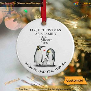 Personalized Penguin Family Ornaments, Custom Family Ornaments
