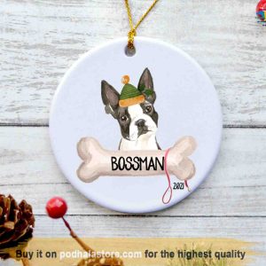 Personalized Pet Boston Terrier Ornament, Festive Christmas Decoration