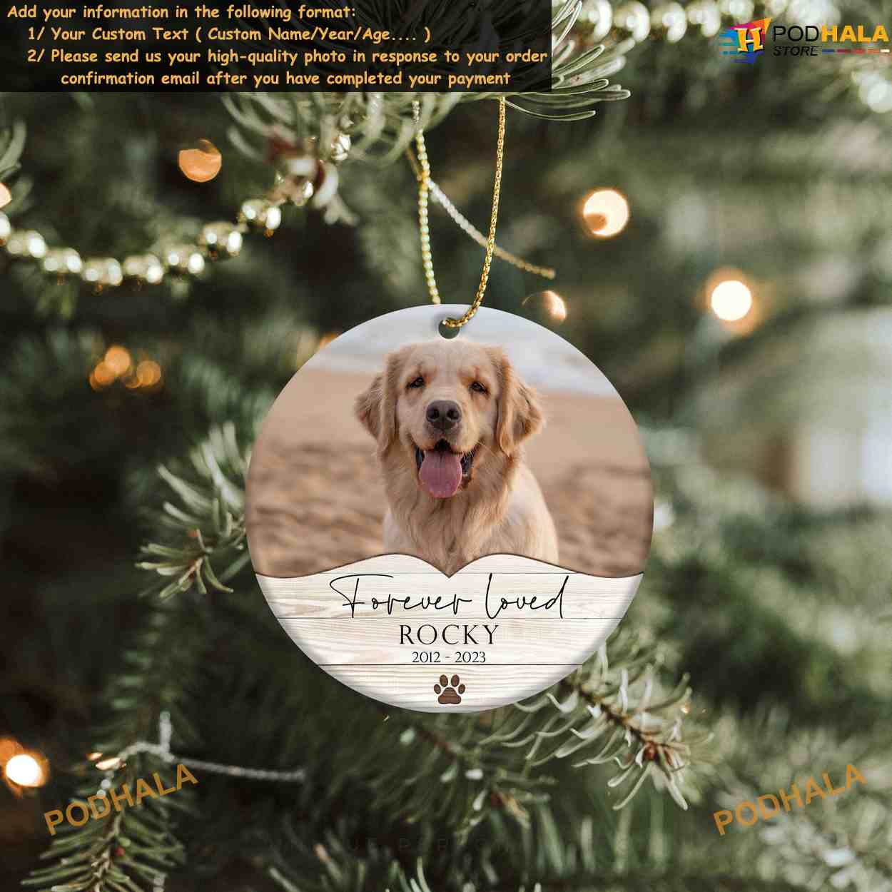 Personalized Pet Ornament With Name, Custom Dog Christmas Ornament