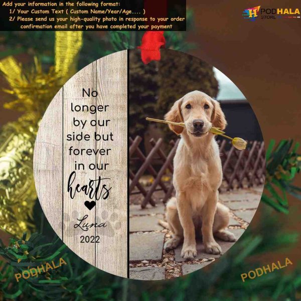 Personalized Pet Sympathy Christmas Photo Ornament, Dog Memorial