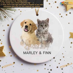 Personalized Pet Watercolor Using Photo and Name Christmas Dog Gift 4