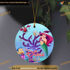 Personalized Princess Ariel Christmas Ornament, Family Tree Decoration