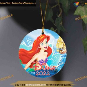 Personalized Princess Ariel Disney Ornament, Family Christmas Ornaments