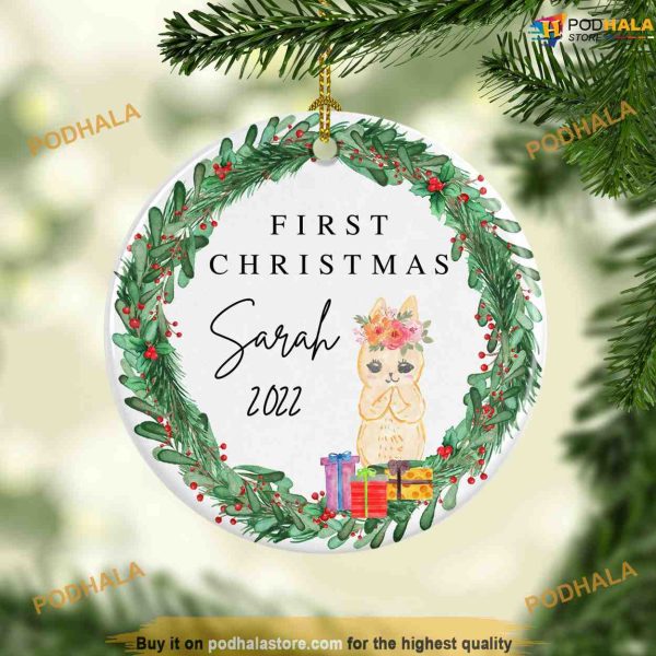 Personalized Rabbit Ornament, Baby’s 1st Christmas