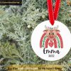 Personalized Rainbow Reindeer Girls Ornament, Family Christmas Tree Decor