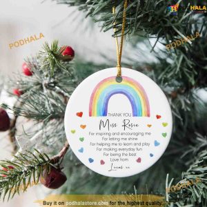 Personalized Rainbow Teacher Ornament, Friends Christmas Ornaments