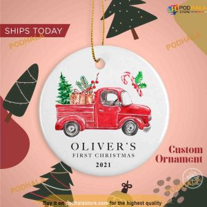 Personalized Red Truck Ornament, Baby's First Christmas