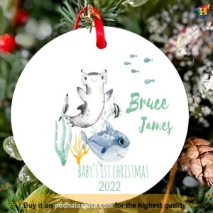 Personalized Shark Baby First Christmas Ornament, Friends Christmas Ornaments