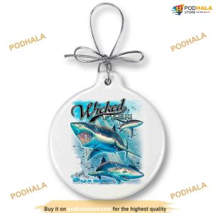 Personalized Shark Fishing Tree Ornament, Funny Christmas Ornaments