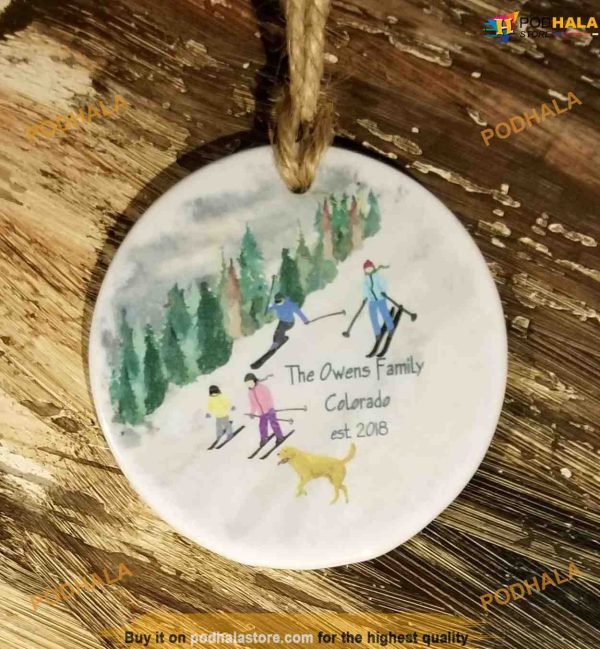 Personalized Skiing Figures Ornament, Personalized Family Christmas Ornaments