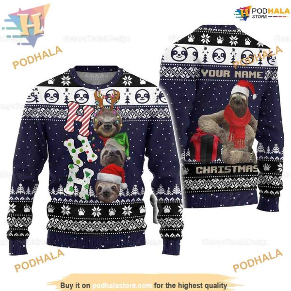 Personalized Sloth Christmas Sweater, Funny Sweater