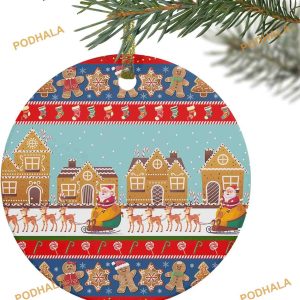 Personalized Snowman Sleigh Gingerbread Ornament, Family Christmas Ornaments
