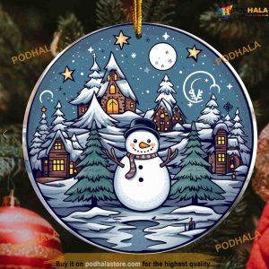 Personalized Snowman Tree Christmas Ornament, Personalized Family Ornaments