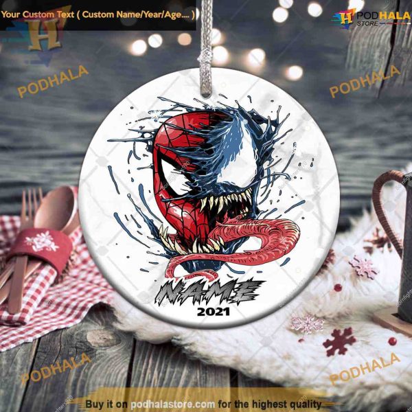 Personalized Spiderman and Venom Ornament, Custom Family Ornaments