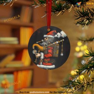 Personalized Steampunk Bagpipe Santa Ornament, Funny Christmas Decoration