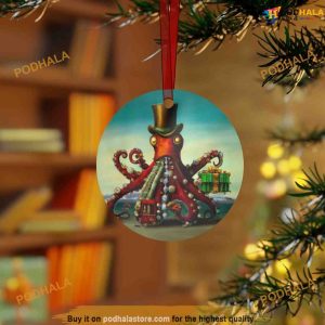 Personalized Steampunk Octopus Metal Ornament, Personalized Family Ornaments