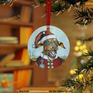Personalized Steampunk Santa Dog Metal Ornament, Funny Christmas Ornaments
