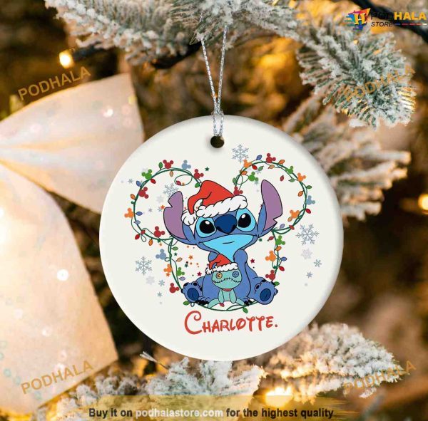 Personalized Stitch Christmas Ornament, Stitch Christmas Light, Lilo and Stitch