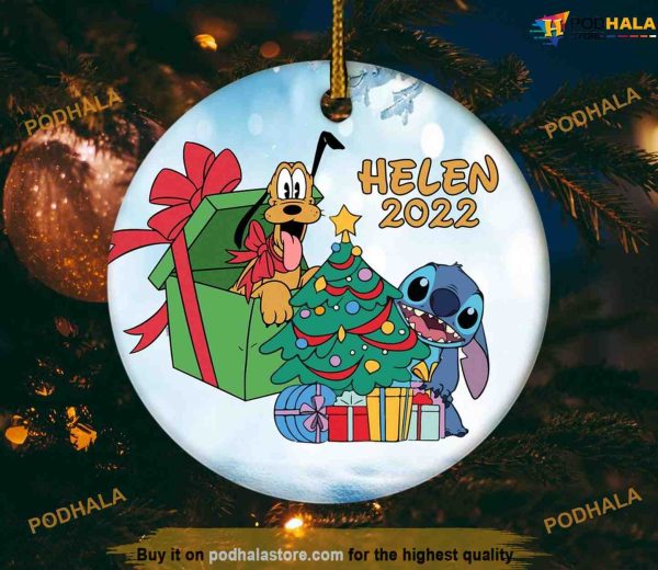 Personalized Stitch Christmas Ornament, Stitch & Pluto, Lilo and Stitch Christmas