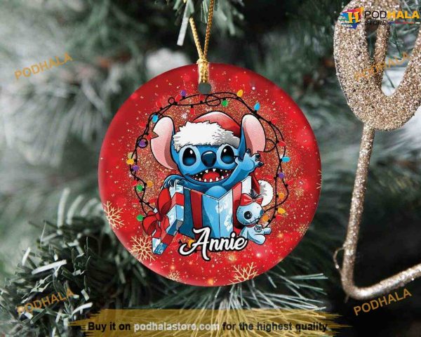 Personalized Stitch Christmas Ornament, Stitch Xmas Decor, Lilo and Stitch