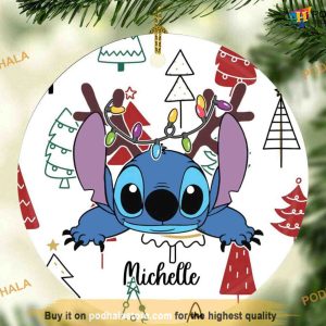 Personalized Stitch Funny Christmas, Disney Stitch Ornament, Lilo and Stitch