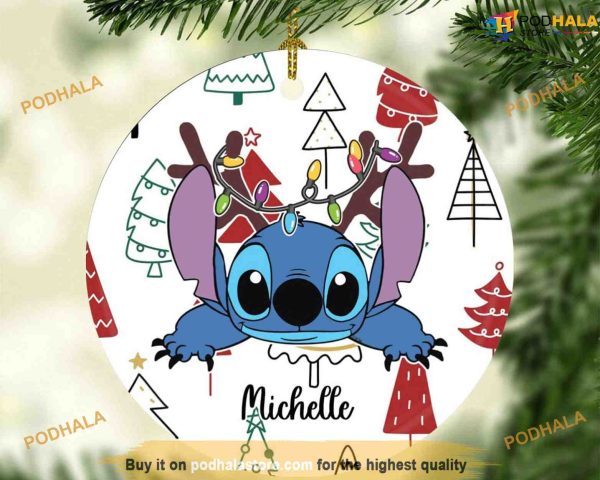 Personalized Stitch Funny Christmas, Disney Stitch Ornament, Lilo and Stitch