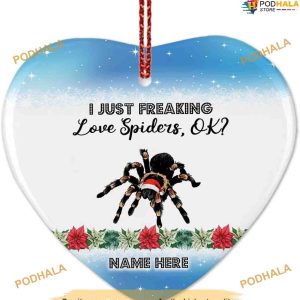 Personalized Teement Spiders Santa Hat Ornament, Funny Christmas Ornaments