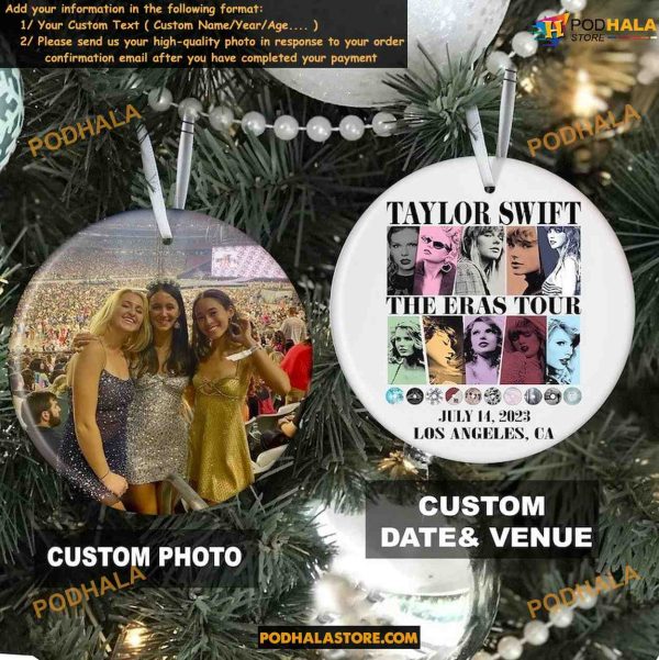 Personalized Text and Photo Eras Tour 2023 Ornament Taylor Swiftie, Christmas Fan Gift