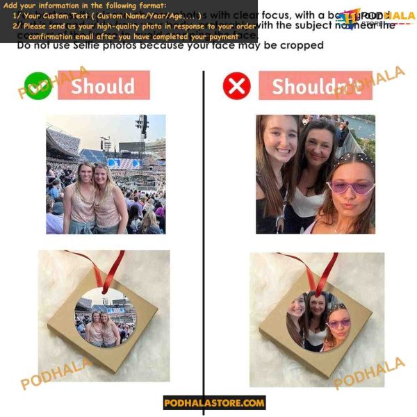 Personalized Text and Photo Eras Tour 2023 Ornament Taylor Swiftie, Christmas Fan Gift