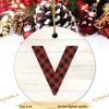 Personalized Vinisong Black & Red Plaid V Ornament, Custom Family Ornaments