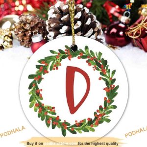 Personalized Vinisong Initial Letter D Ornament, Custom Family Ornaments