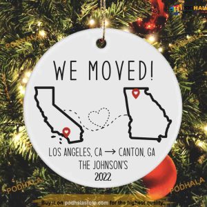 Personalized We Moved Family Ornament, City State Ornament, Moving Away Gift