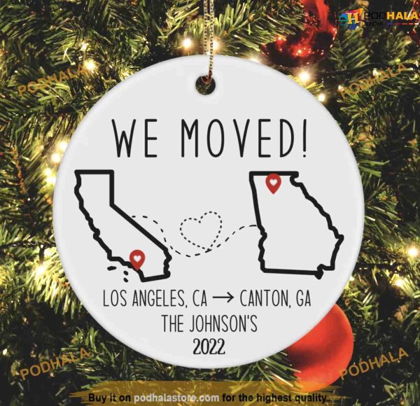Personalized We Moved Family Ornament, City State Ornament, Moving Away Gift