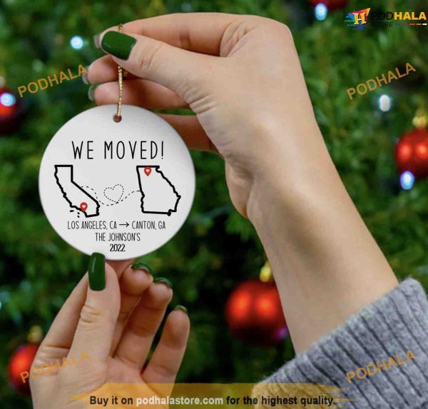 Personalized We Moved Family Ornament, City State Ornament, Moving Away Gift