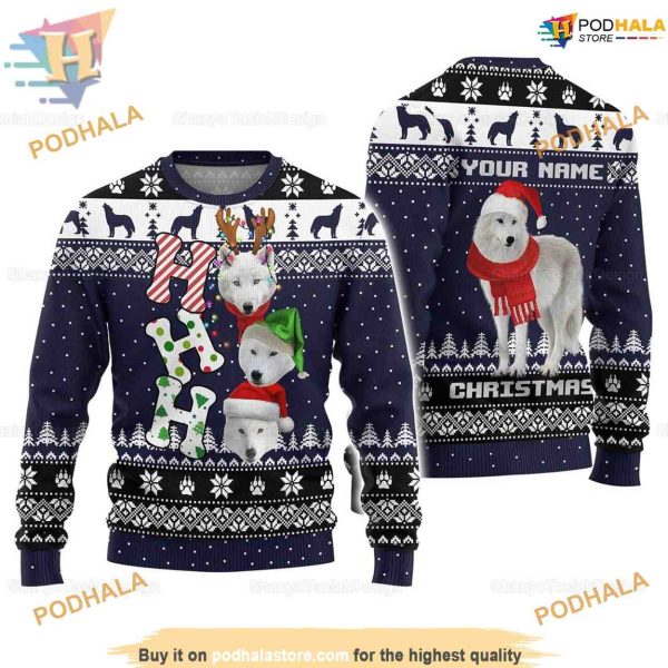 Personalized Wolf Christmas Sweater, Family Ugly Christmas Sweater