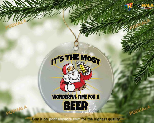 Personalized Wonderful Time For A Beer Ornament, Funny Christmas Ornaments.