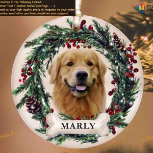 Pet Christmas Ornament Personalized Photo and Name Dog & Cat, Pet Memorial Portrait