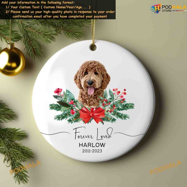 Pet Memorial Watercolor Using Pet’s Photo and Name, Personalized Dog Christmas