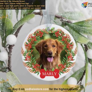 Pet Name Festive Season Ornament, Custom Photo Ornaments