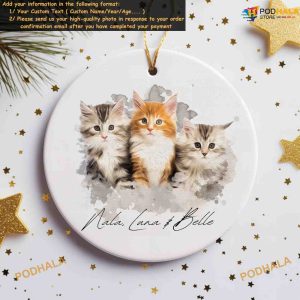 Pet Watercolor Personalized Ornament Using Pet's Photo and Name, Christmas Dog Gift